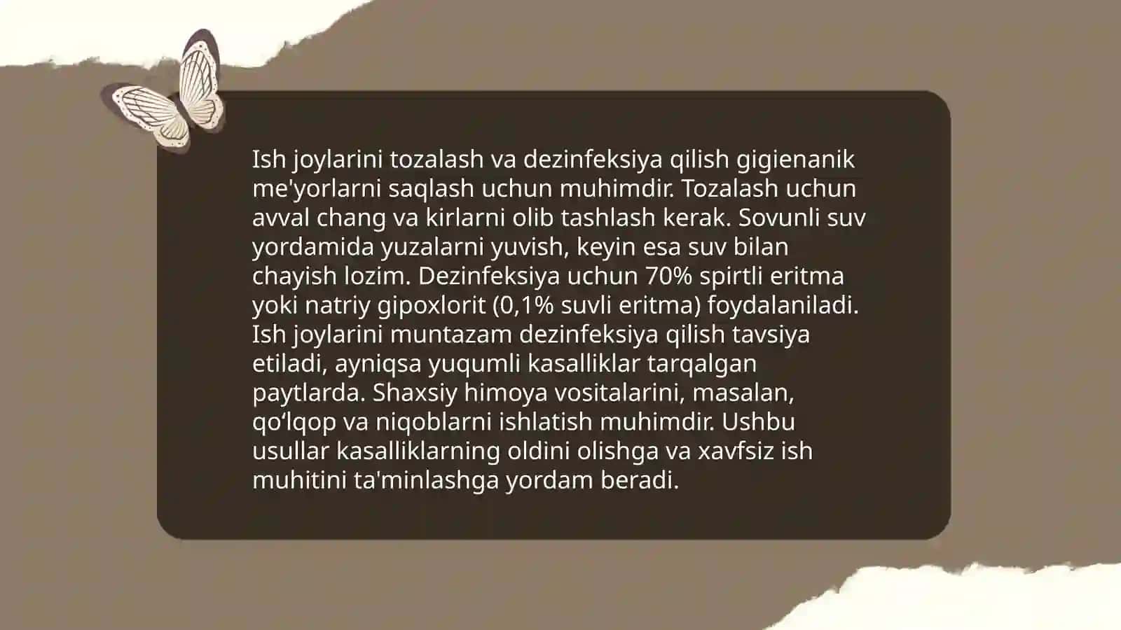 Korxonada sanitariya maishiy bino va xonalarga qòyiladigan talablar 4