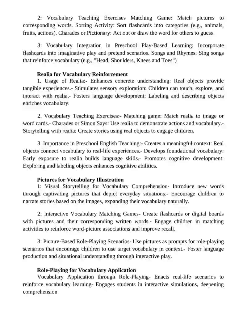 Vocabulary Teaching Exercises In Teaching English To Preschool Childern 4