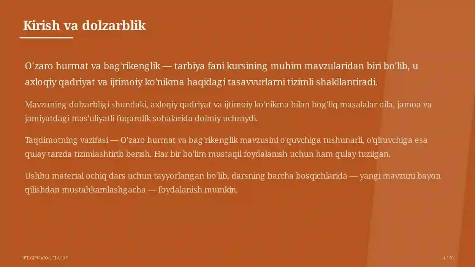 O'zaro hurmat va bag'rikenglik (7-sinf) 4