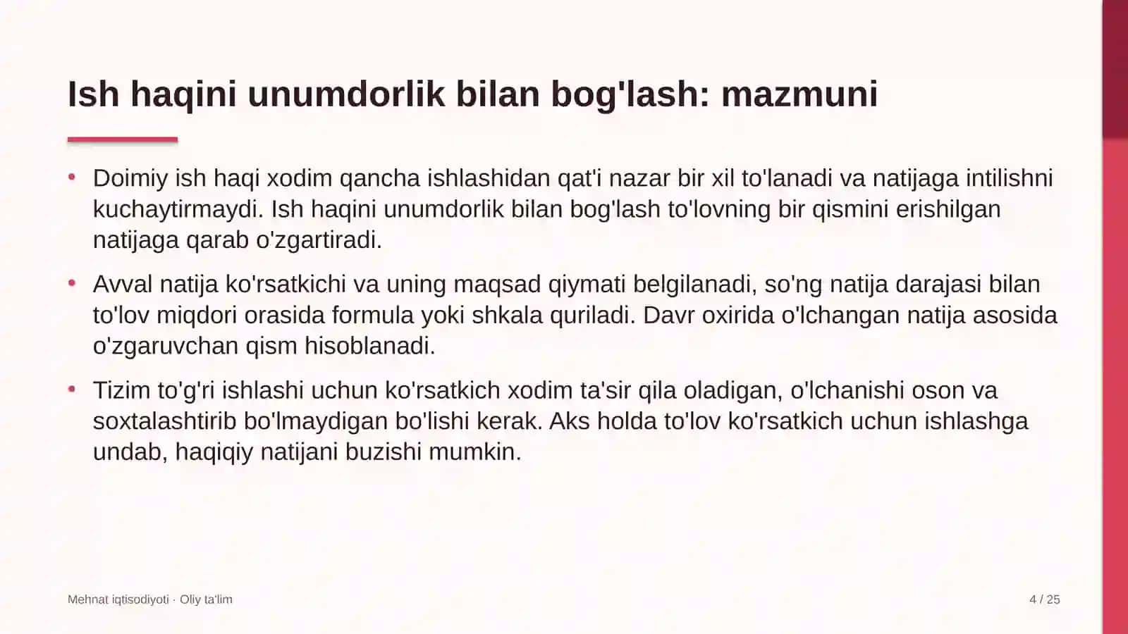Mehant iqtisodiyoti · Oliy ta'lim 4