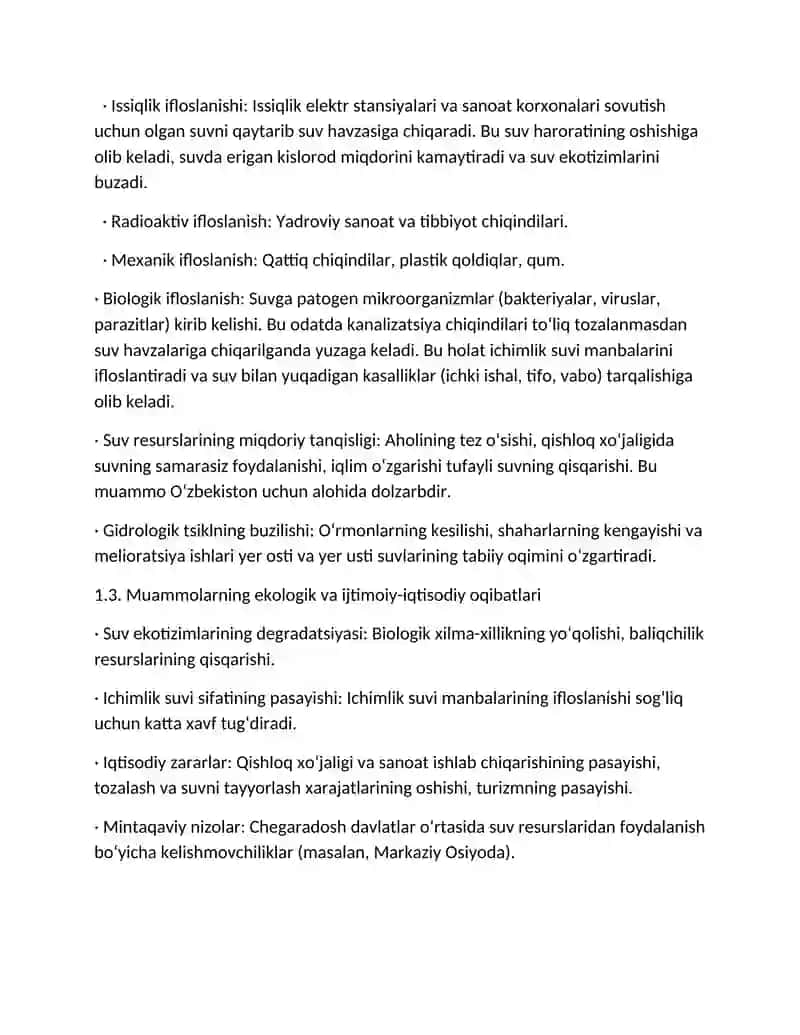 Gidrosferani muhofaza qilish: muammolar, strategiyalar va Oʻzbekiston konteksti 4