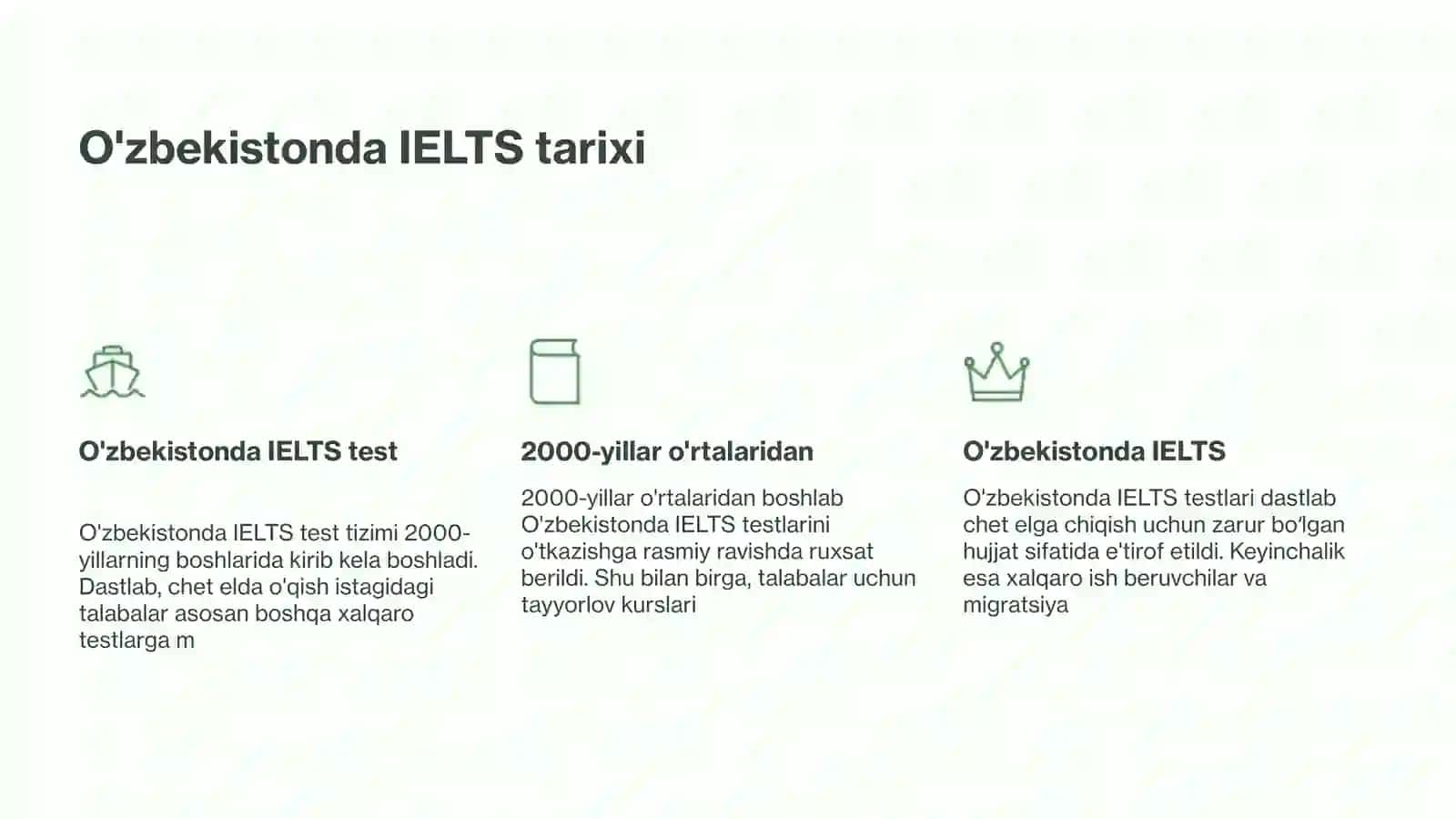 IELTS sertifikatlash tizimi O'zbekistonga kirib kelish tarixi 4