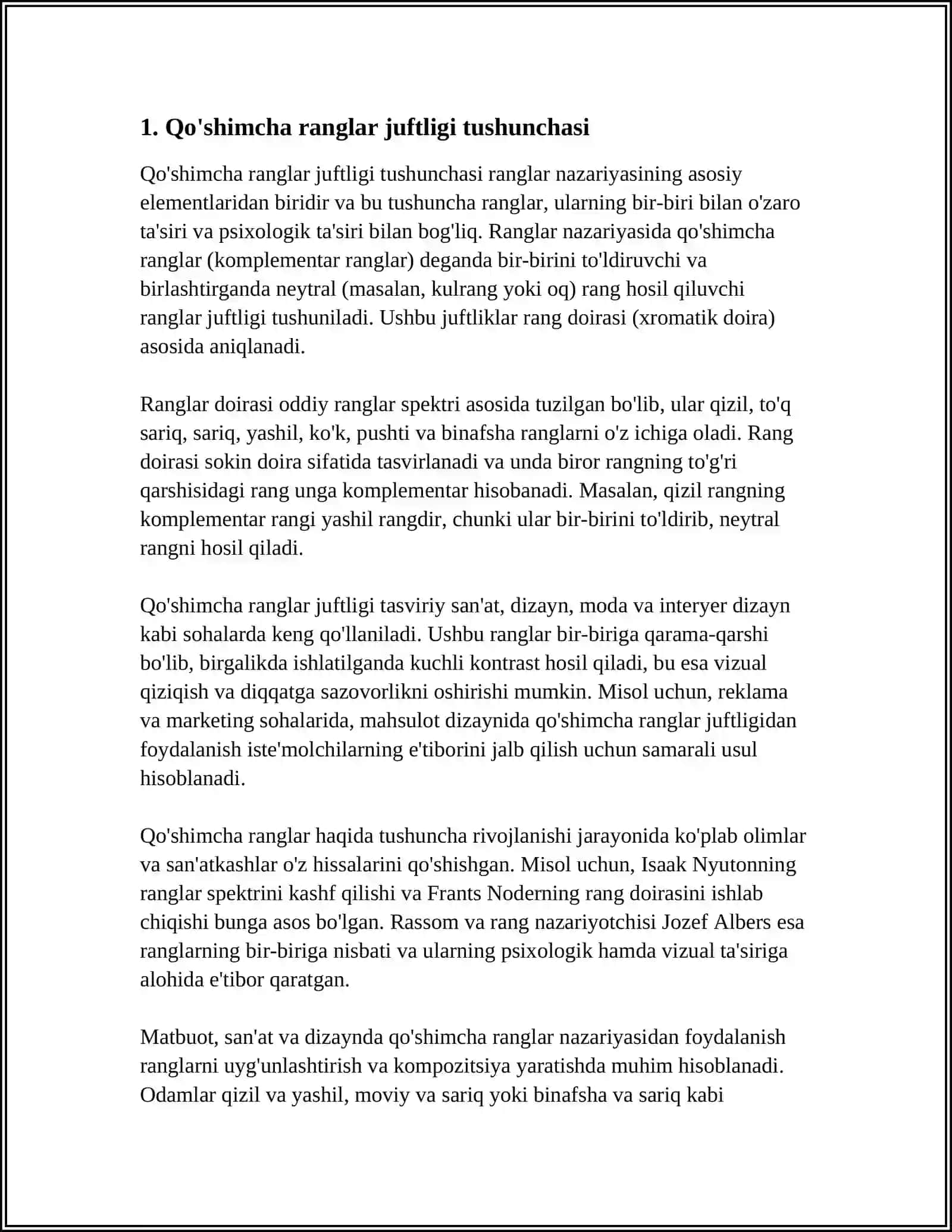 Qo'shimcha ranglar juftligi tushunchasi 4
