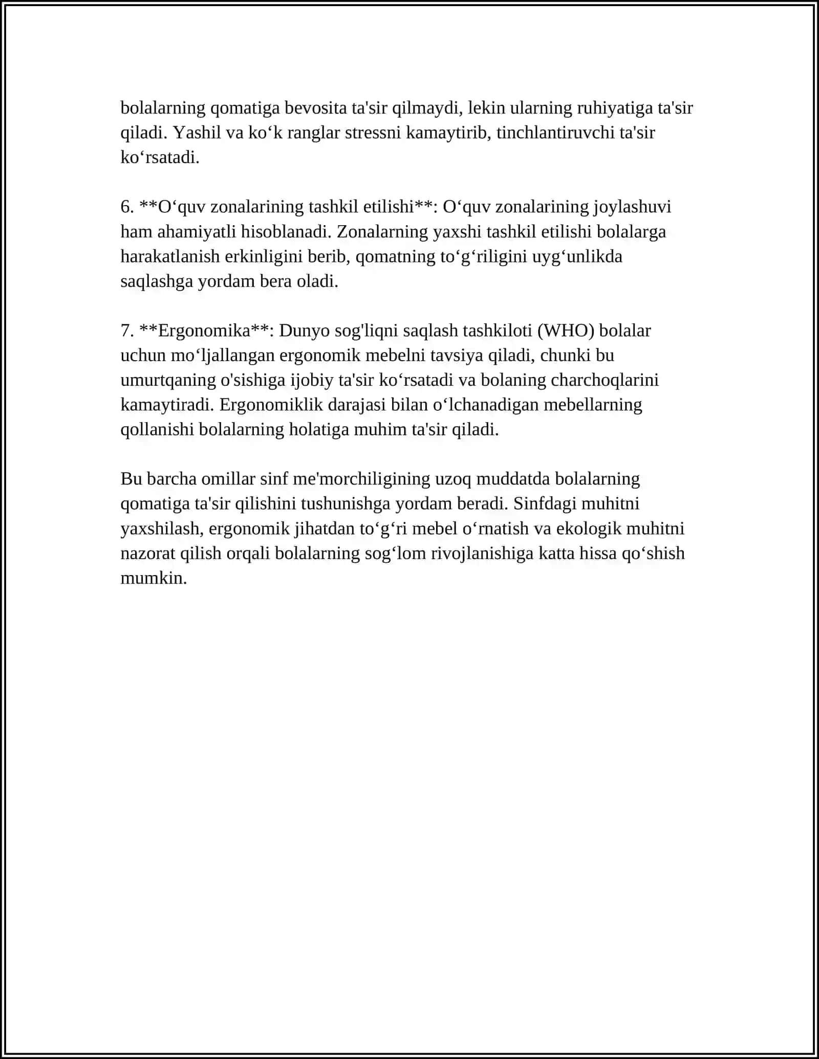 BOLALARNING QAD- QOMATINI SHAKLLANISHIGA SINF VA SINF JIHOZLARINING TA’SIRI 4