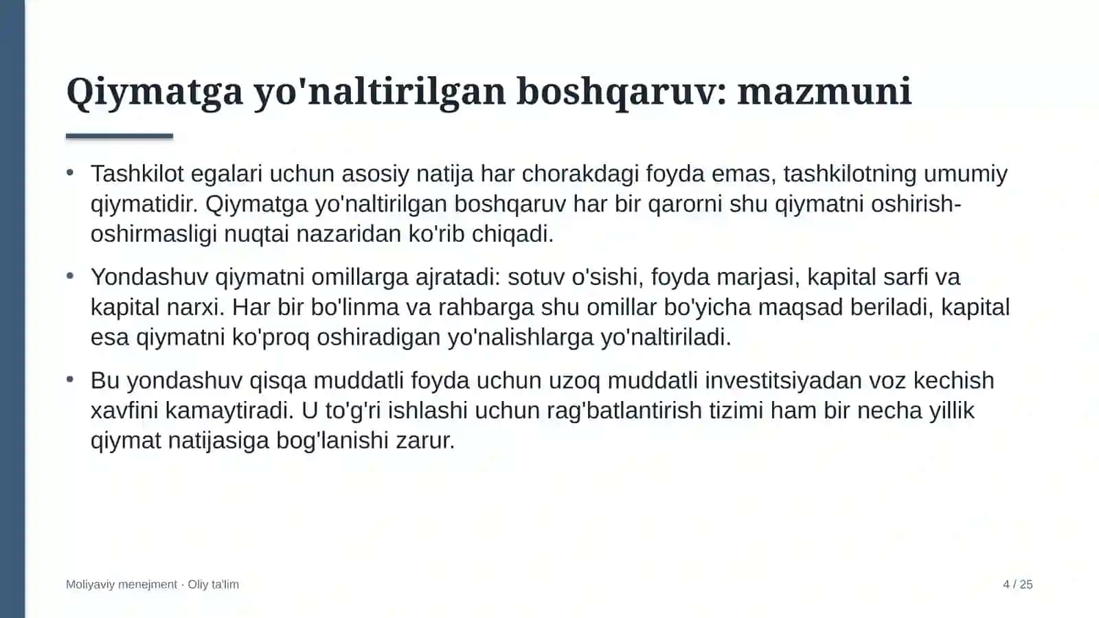 Aviachipta sotish agentliklarida korxona qiymatini oshirishga yo'naltirilgan boshqaruv 4