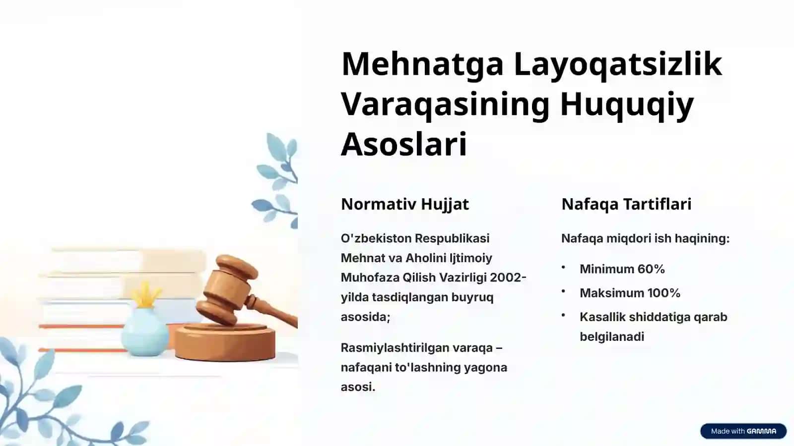 Vaqtinchalik va Turg'un Holatdagi Mehnatga Layoqatsizlikning Shifokorlik Ekspertizasini Tashkil Etish 4