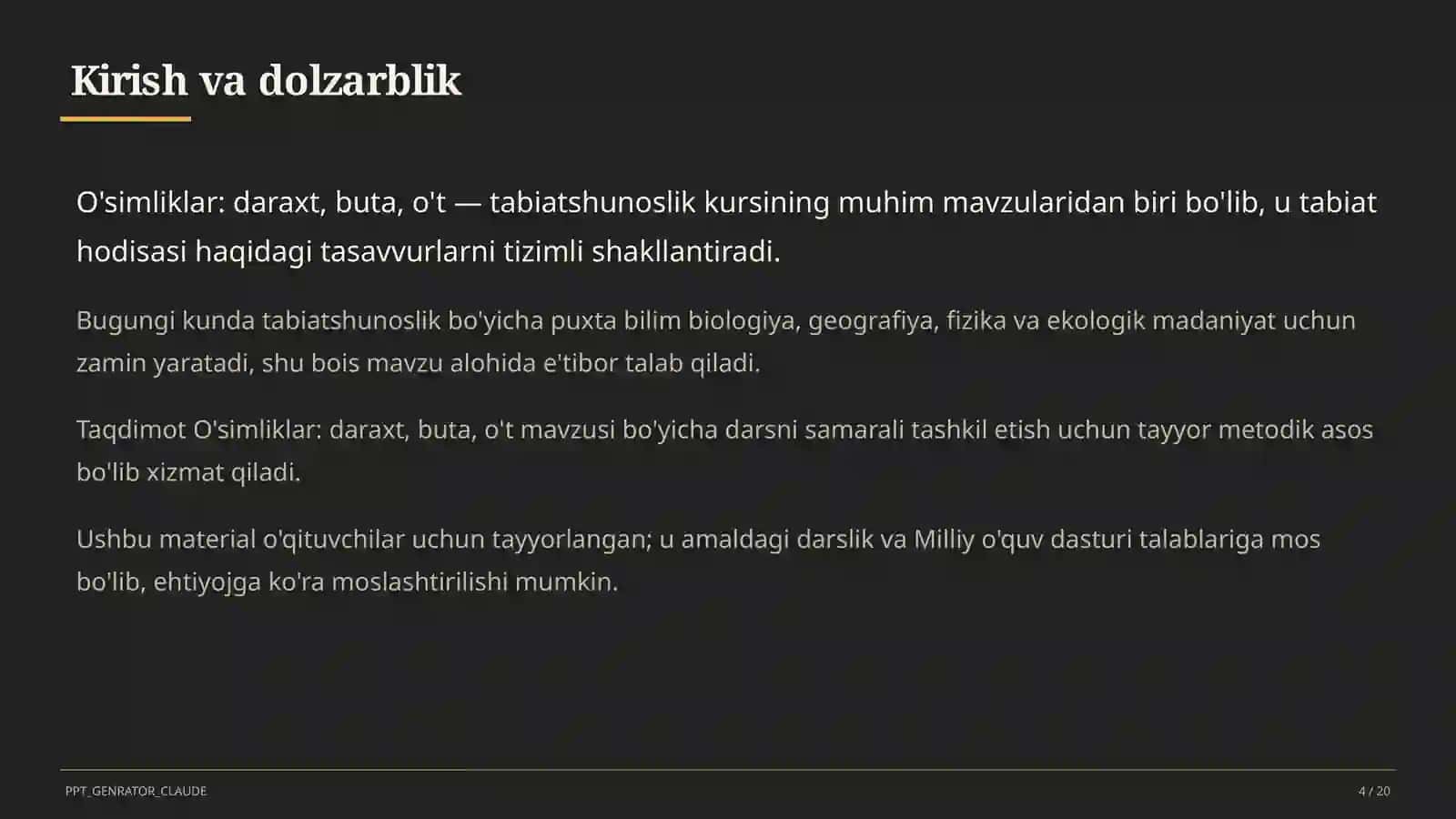 O'simliklar: daraxt, buta, o't (1-sinf) 4