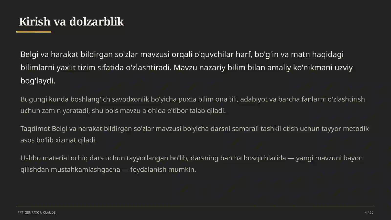 Belg va harakat bildirgan so'zlar (2-sinf) 4