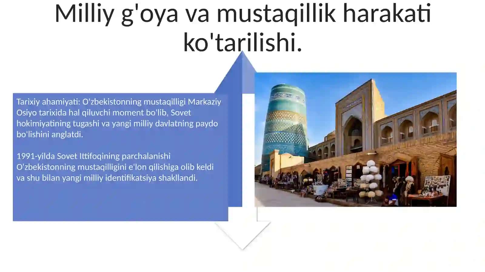 Mavzu: MUSTАQIL О‘ZBЕKISTОN RЕSРUBLIKАSINING TАSHKIL TОРISHI VА UNING TАRIХIY АHАMIYАTI 4