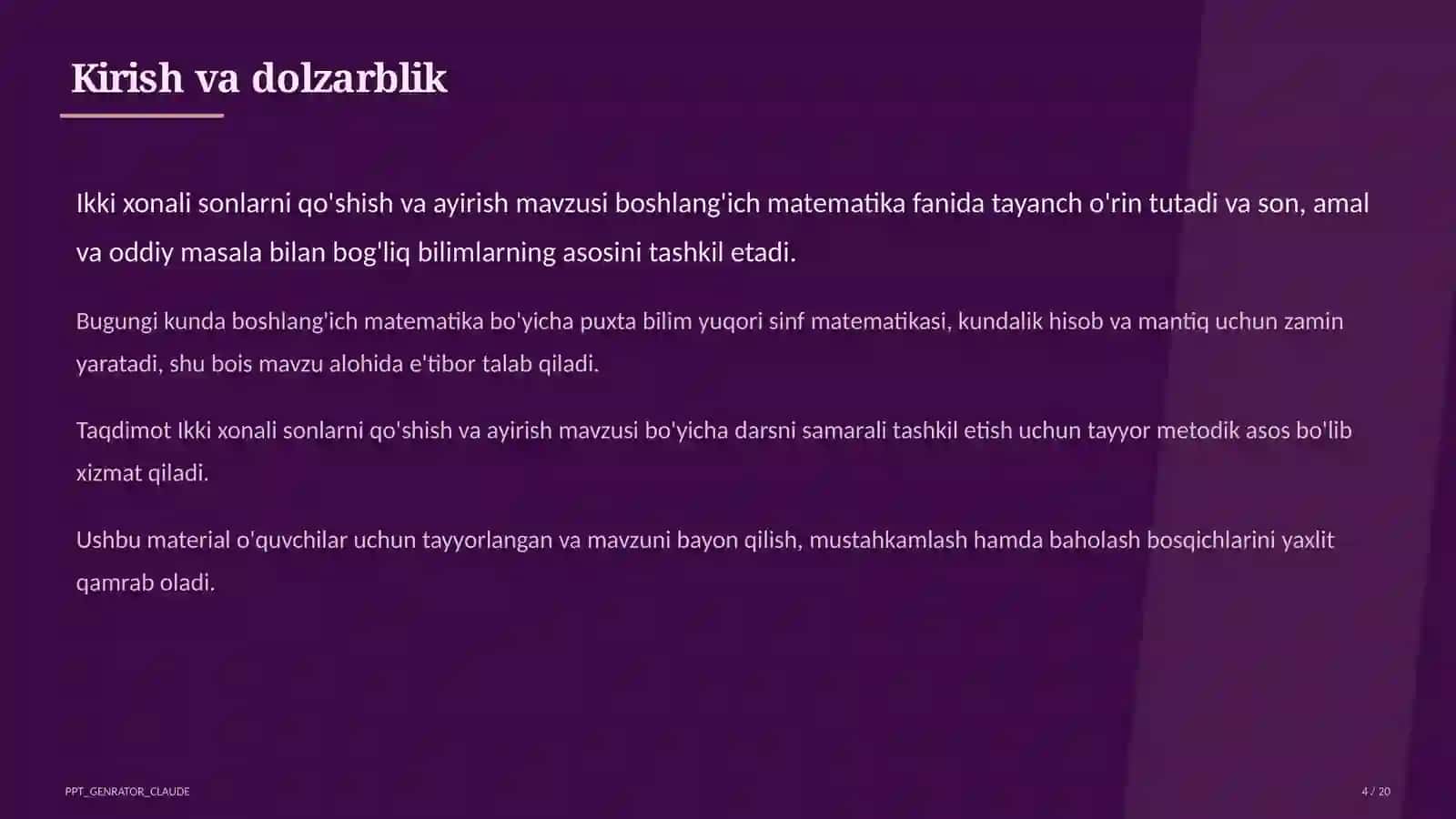 Ikki xonali sonlarni qo'shish va ayirish (2-sinf) 4