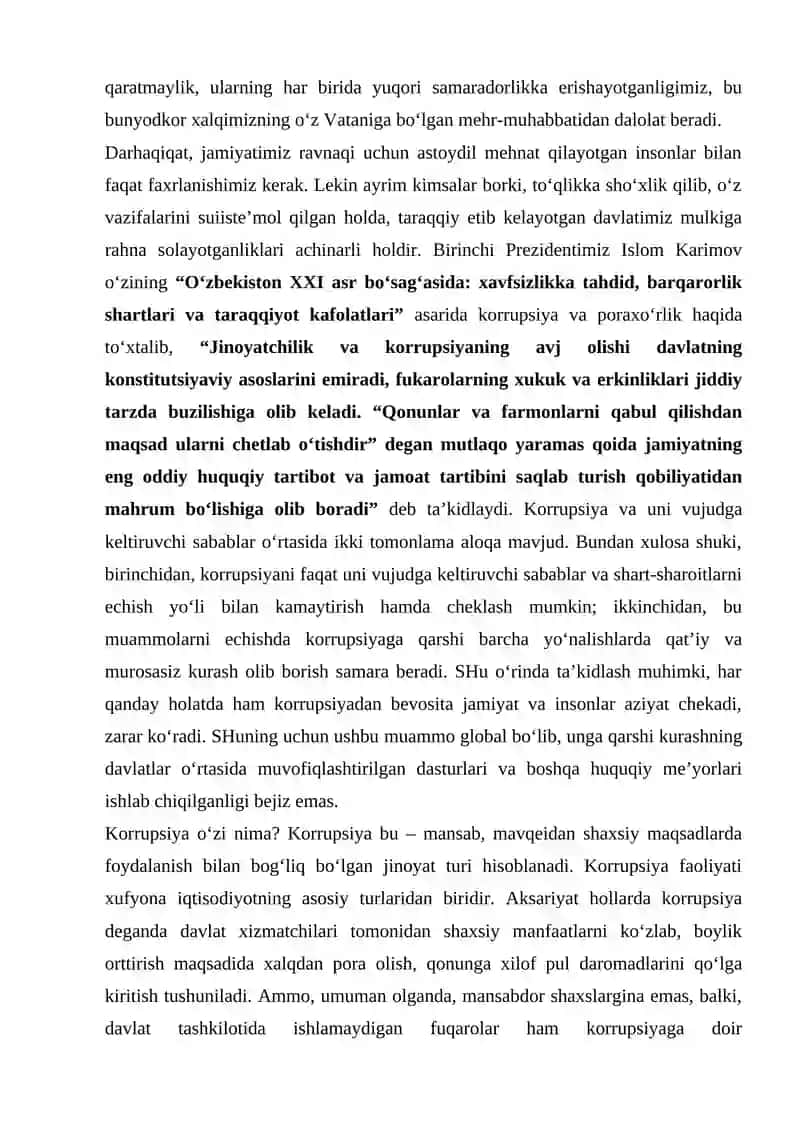 Korrupsiyaga oid amalga oshirilayotgan islohotlar mohiyati 4