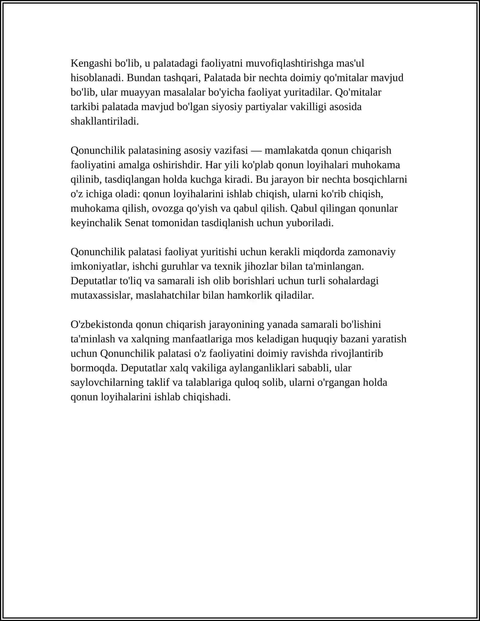 QONUNCHILIK PALATASI TUZILISHI VA VAKOLATLARI 4