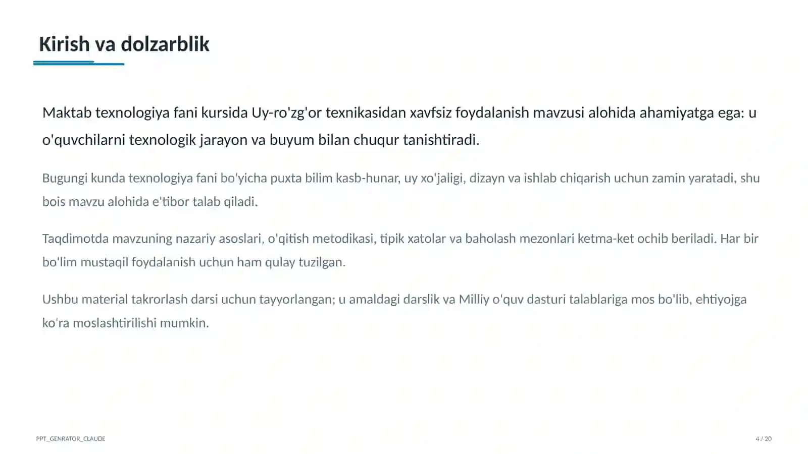Uy-ro'zg'or texnikasidan xavfsiz foydalanish (7-sinf) 4
