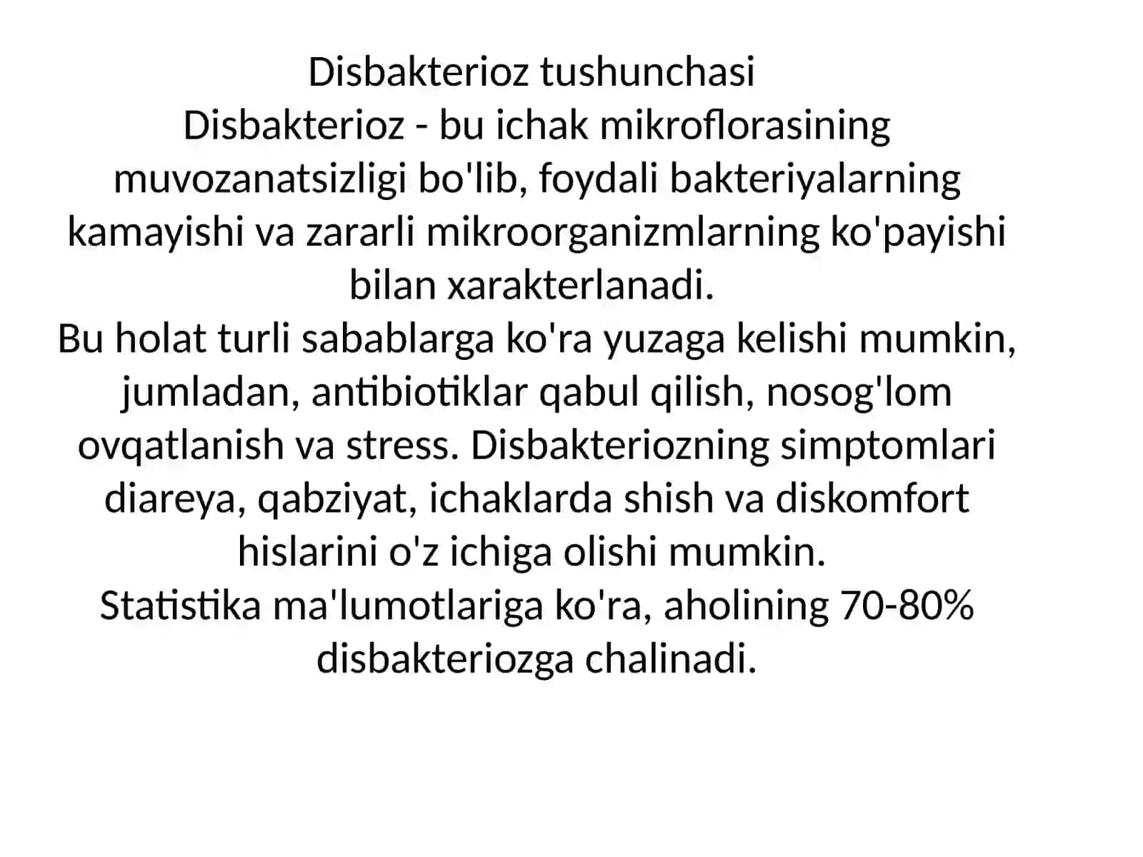 Mikrobiologiya va Immunobiologiya: Disbakterioz va tashhisi 4