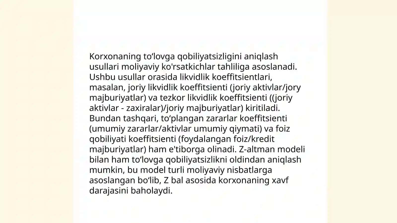 Toʻlovga qobiliyatsizlik kontseptsiyasi va belgilari 4