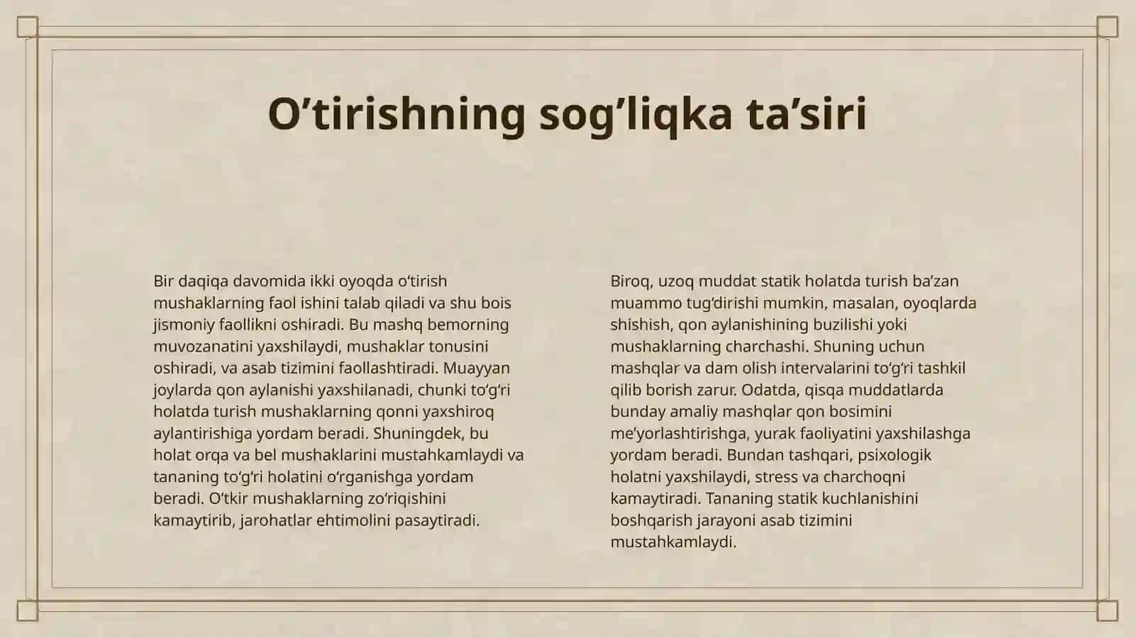BIR DAQIQA DAVOMIDA IKKI OYOQDA O’TIRIB TURISH 4