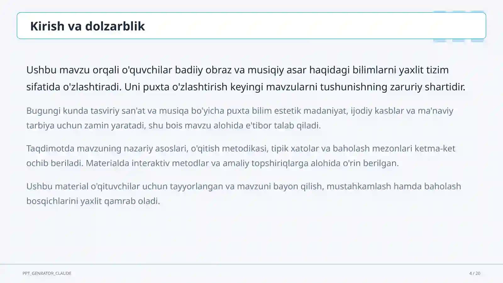 Tasviriy san'at va musiqa (1–7) — o'qituvchilar uchun 4