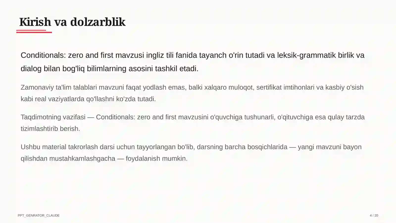 Conditionals: zero and first (8-sinf) 4