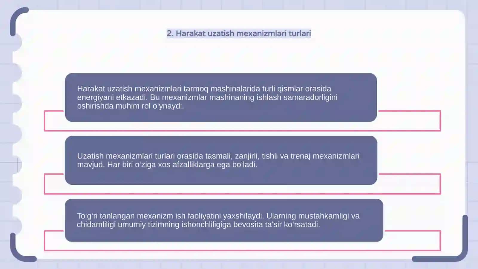 Harakatni uzatuvchi mexanizmlar 4