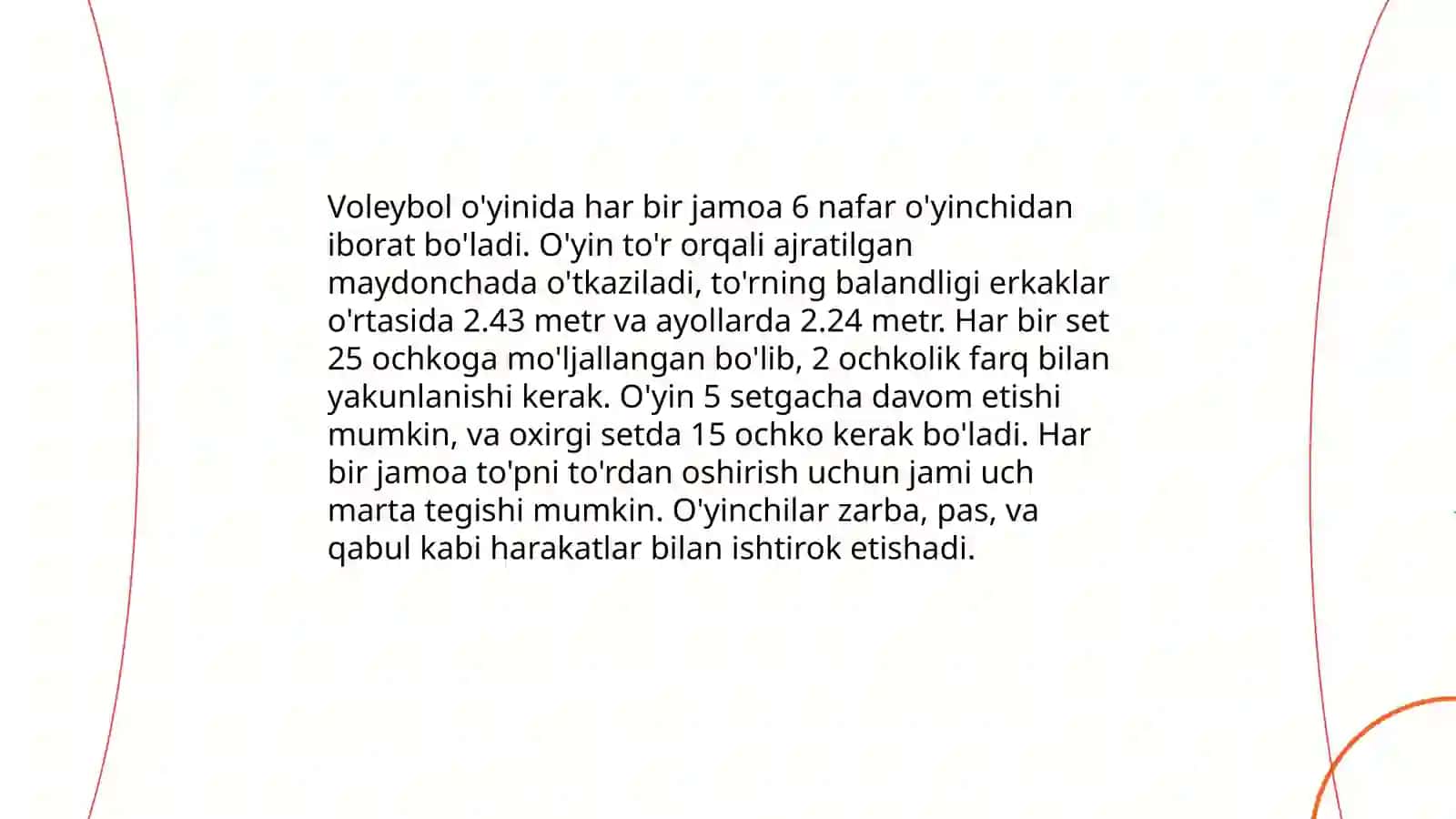 Voleybol sport turi haqida umumiy ma'lumot 4