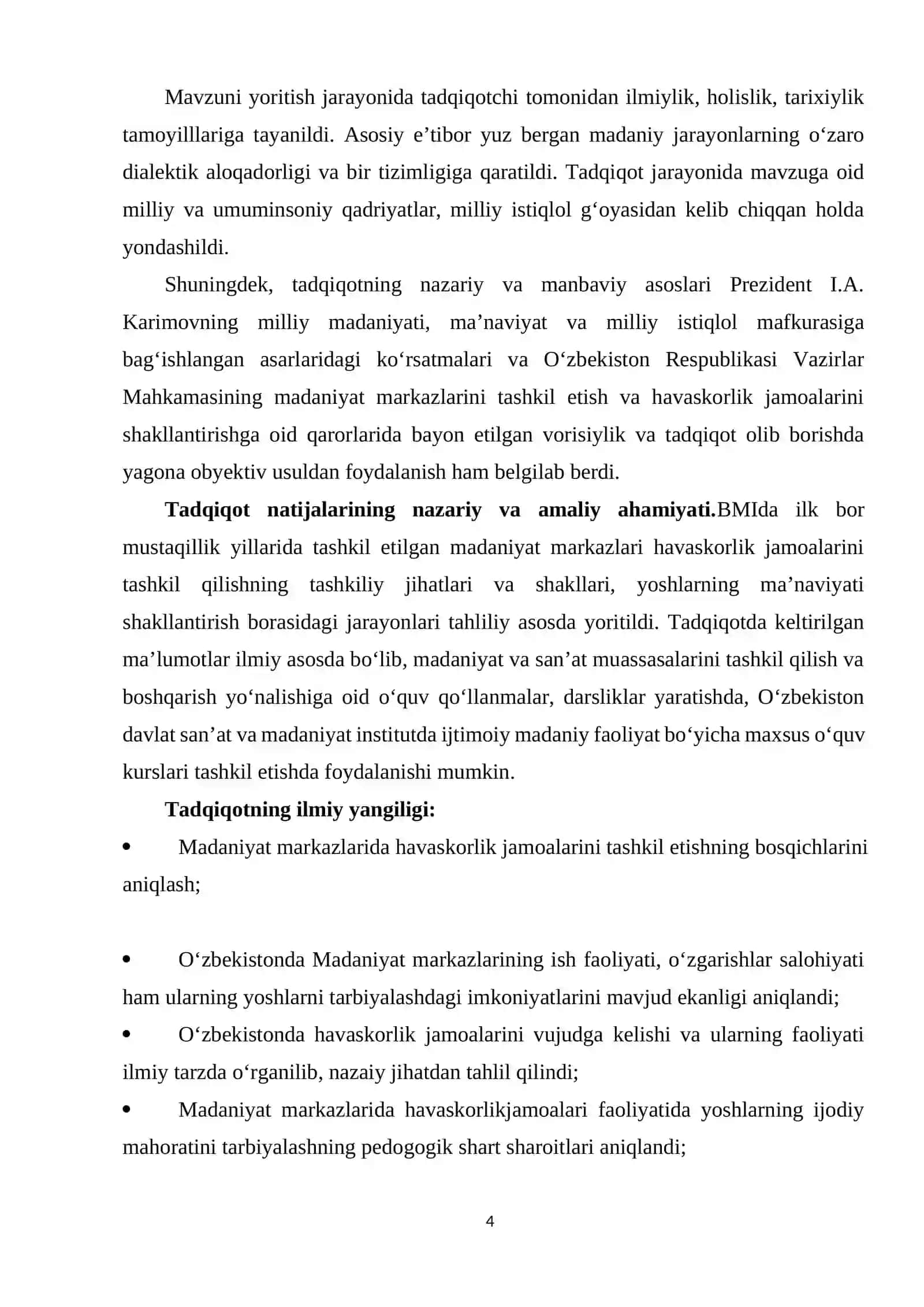 Yoshlar ma’naviyatini yuksaltirishda madaniyat markazlari faoliyati ahamiyatining AMALIY TAXLILI 4