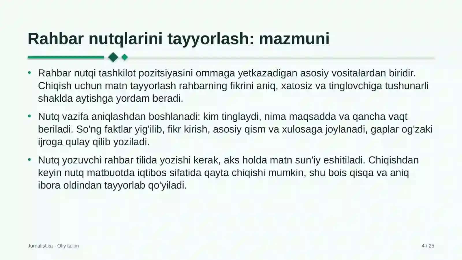 Keytering xizmatida rahbar nutqlarini tayyorlash 4