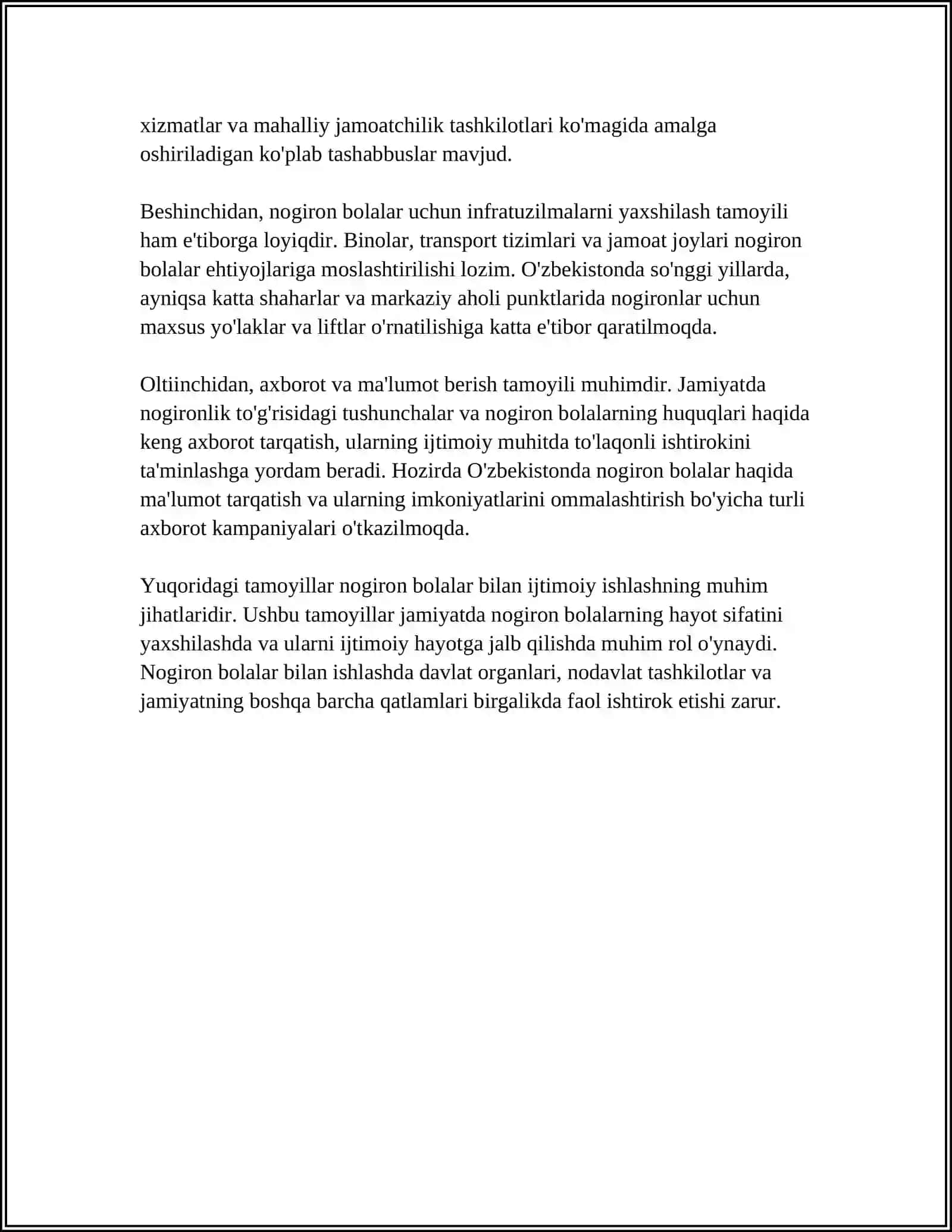 NOGIRON BOLALAR BILAN IJTIMOIY ISH 4