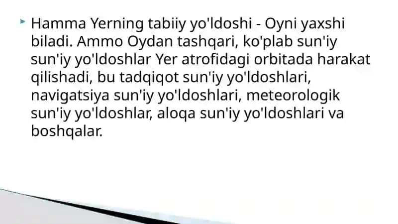 Yerning suniy yo'ldoshi prezentatsiya 4