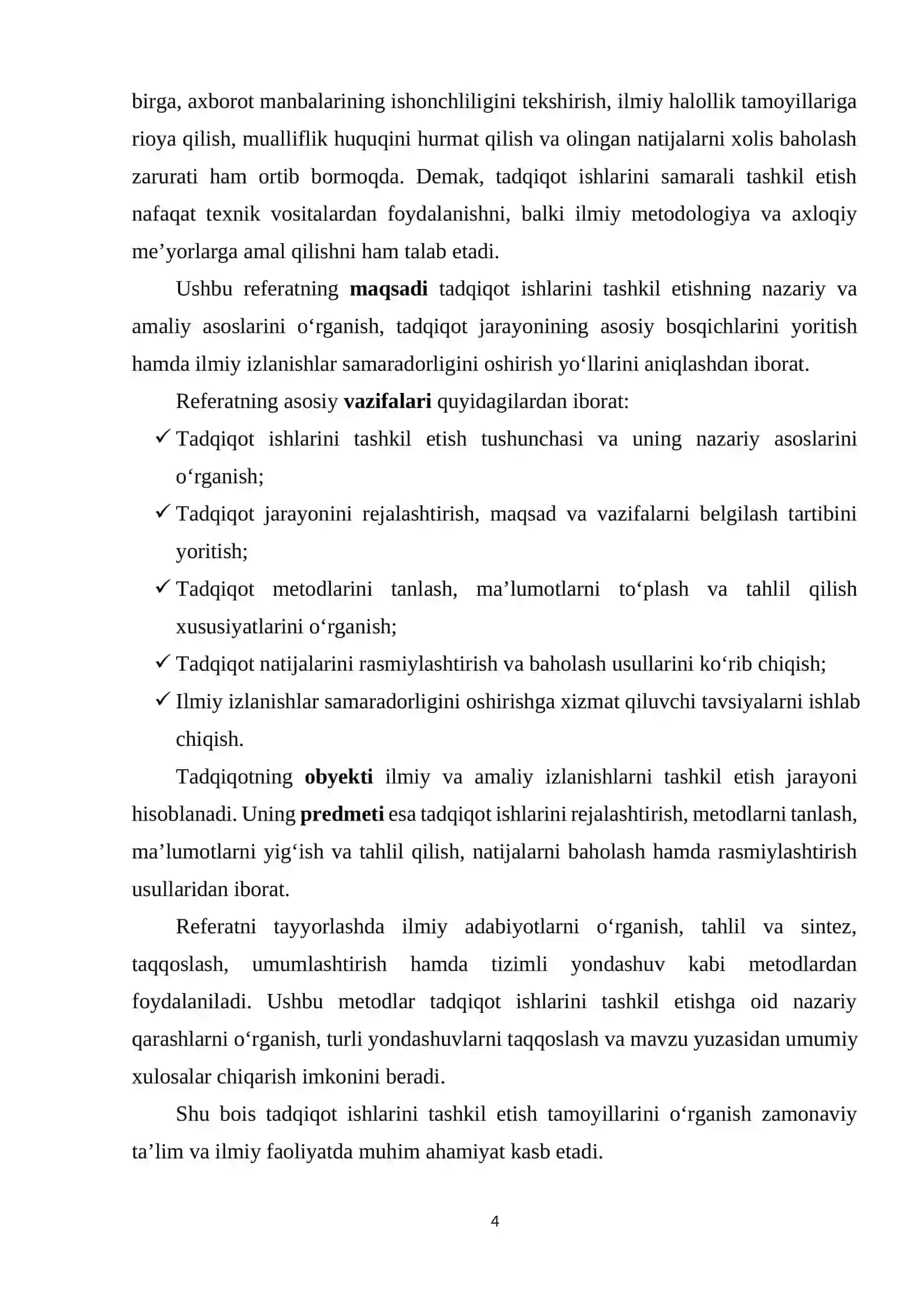 Tadqiqot metodida tadqiqot ishlarini tashkil etish 4