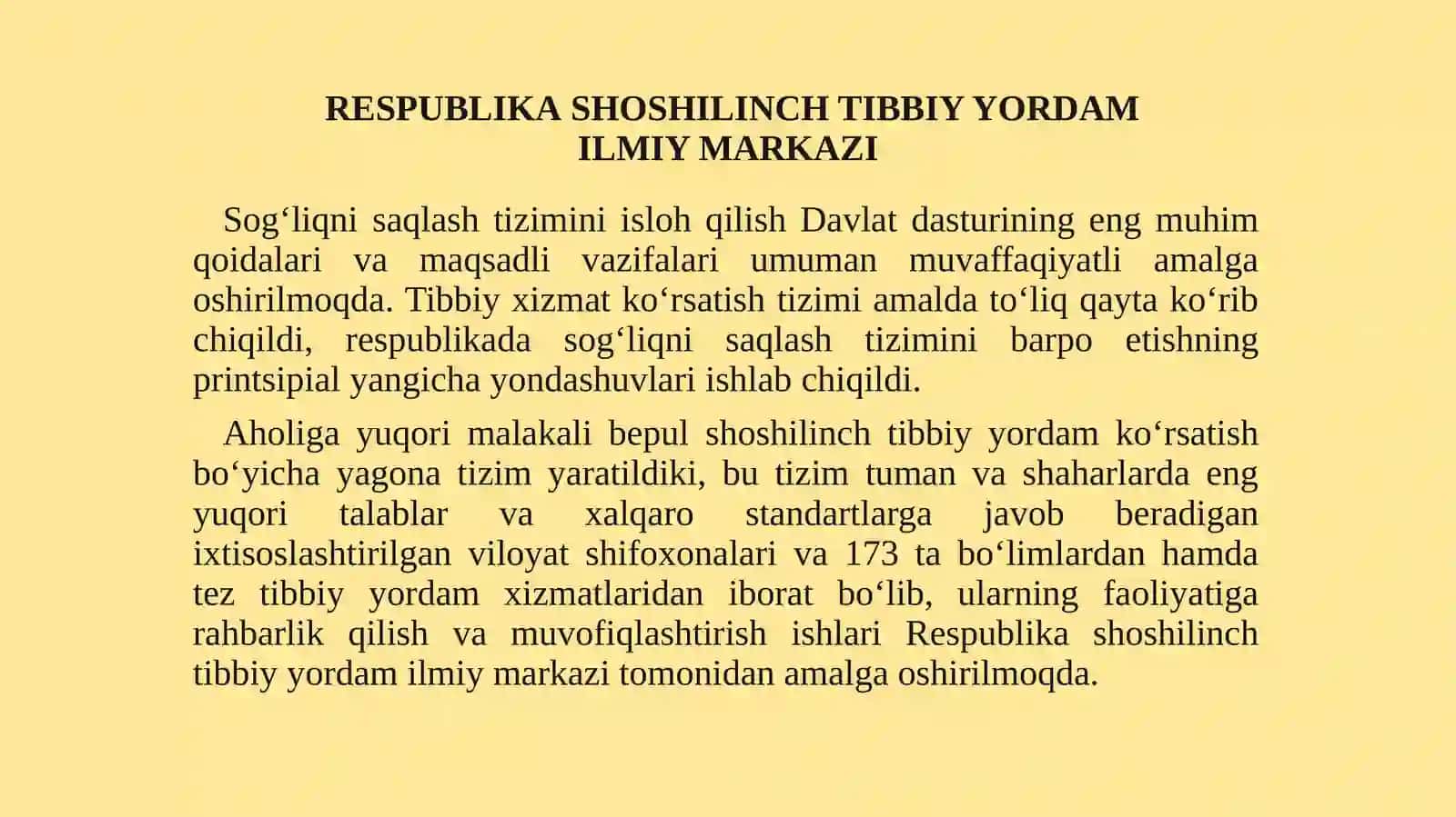 Shaxar aholisiga tibbiy yordam ko`rsatishni tashkil etish 4