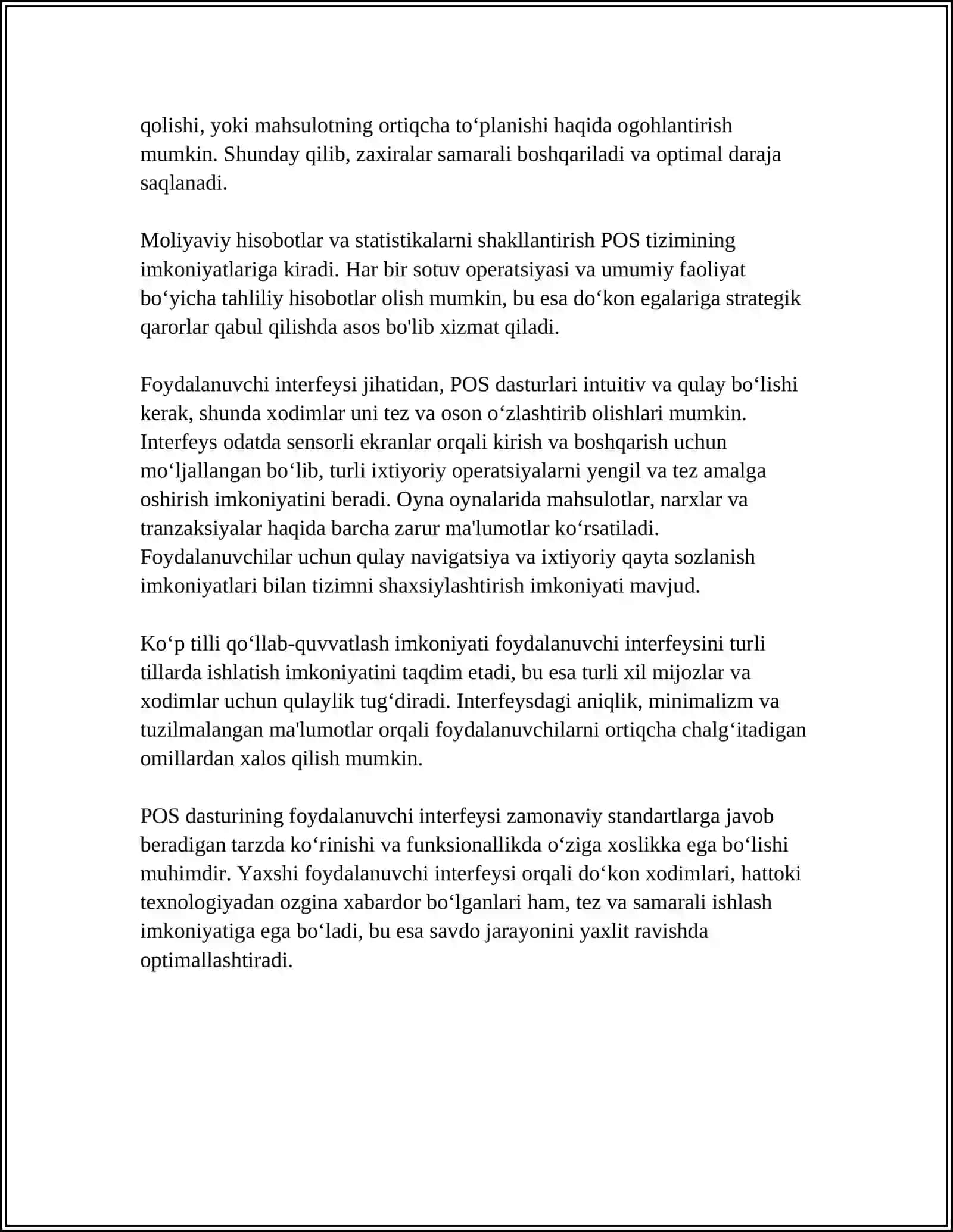 KICHIK DO‘KONLAR UCHUN ELEKTRON KASSIR (POS) DASTURI 4
