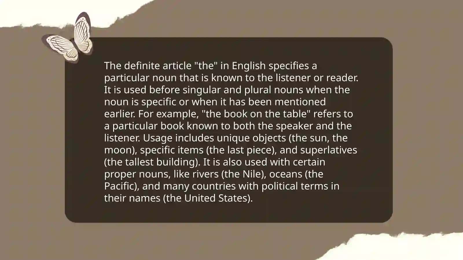 Definite and Indefinite articles 4