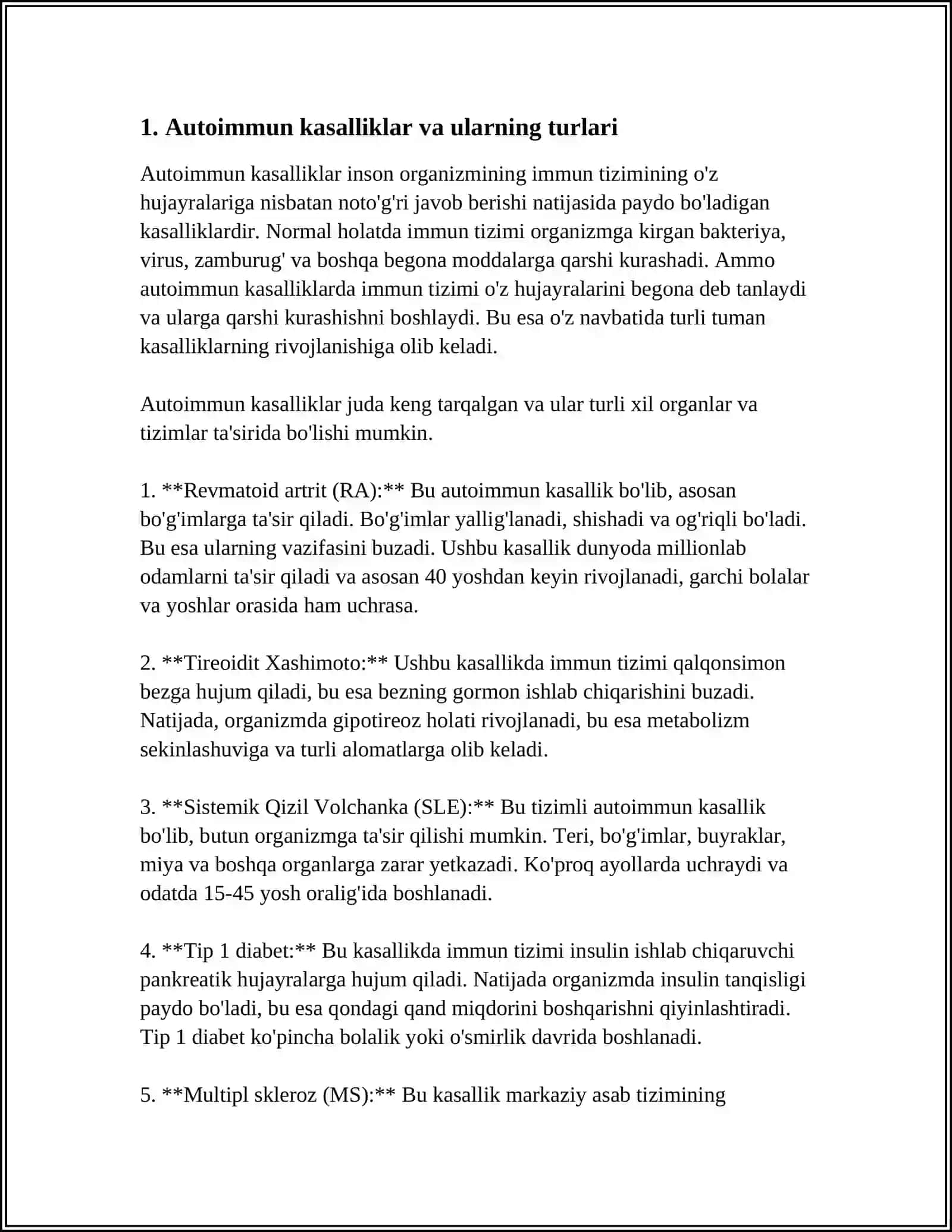 IMMUNOLOGIK TOLERANTLIK NUQSONLARI. AUTOIMMUN XASTALIKLAR 4