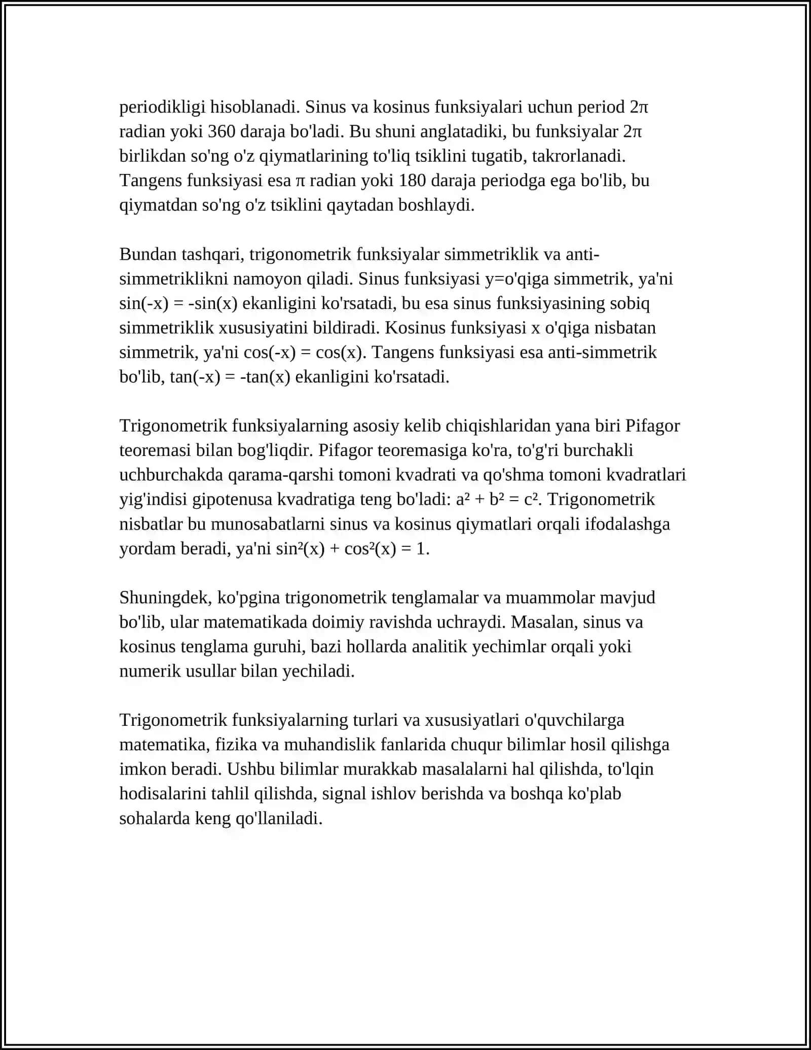 TRIGONOMETRIK FUNKSIYALAR 4