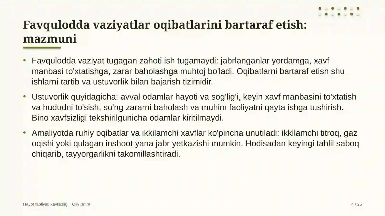 yo'l harakati xavfsizligi xizmatida favqulodda vaziyatlar oqibatlarini bartaraf etish 7351 4