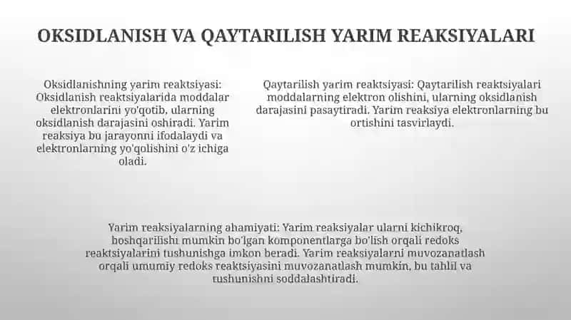 Oksidlanish Qaytarilish Reaksiyalarining Turlari Va Ahamiyati 4