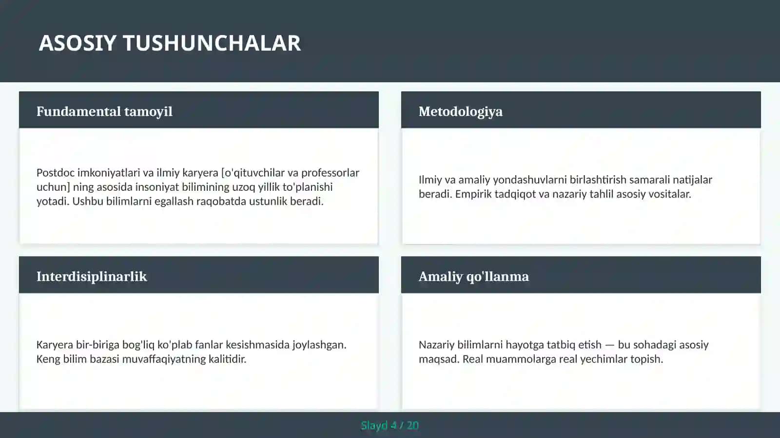 Postdoc imkoniyatlari va ilmiy karyera [o'qituvchilar va professorlar uchun] 4