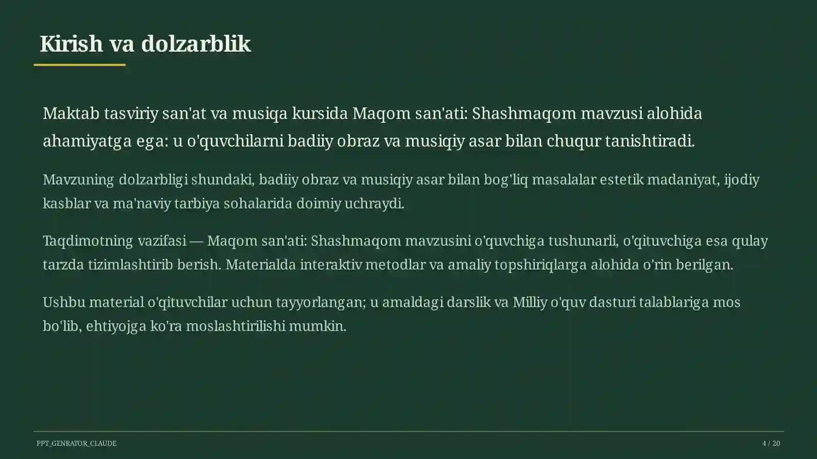 Maqom san'ati: Shashmaqom (5-sinf) 4