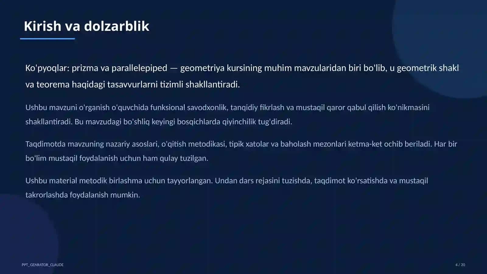 Ko'pyoqlar: prizma va parallelepiped (10-sinf) 4