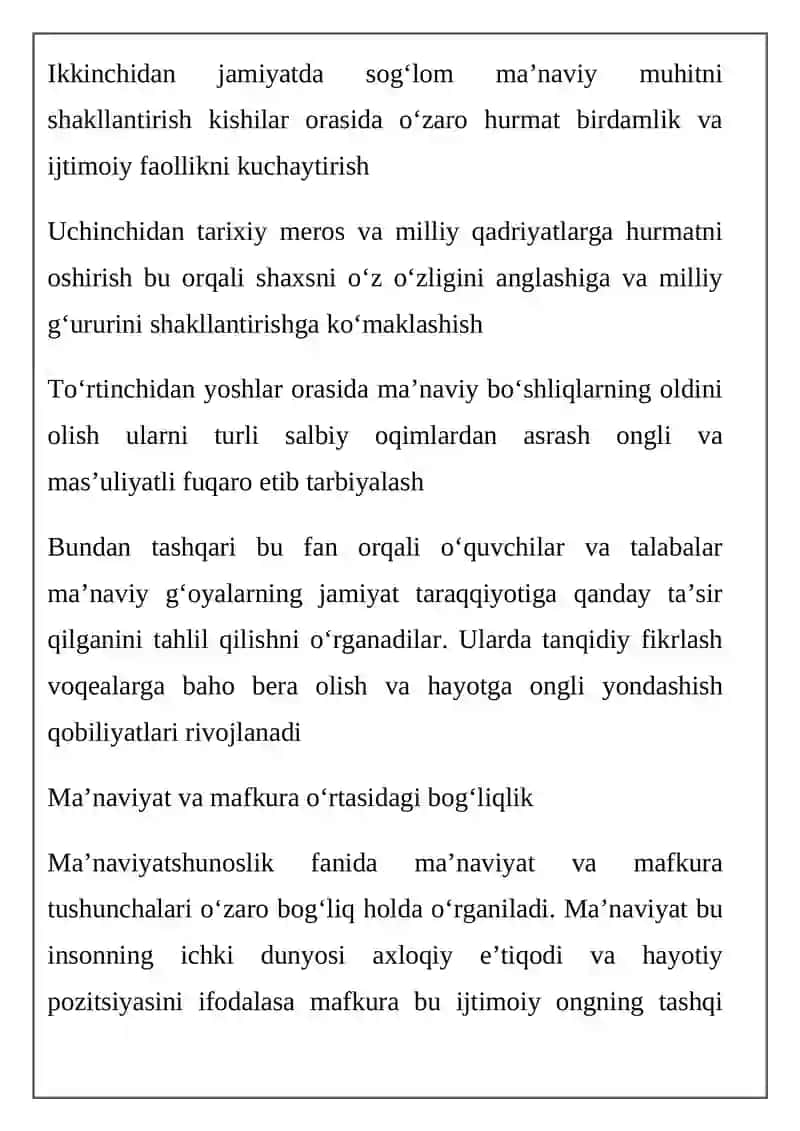 Ma’naviyatshunoslik fani maqsad va vazifalari 4