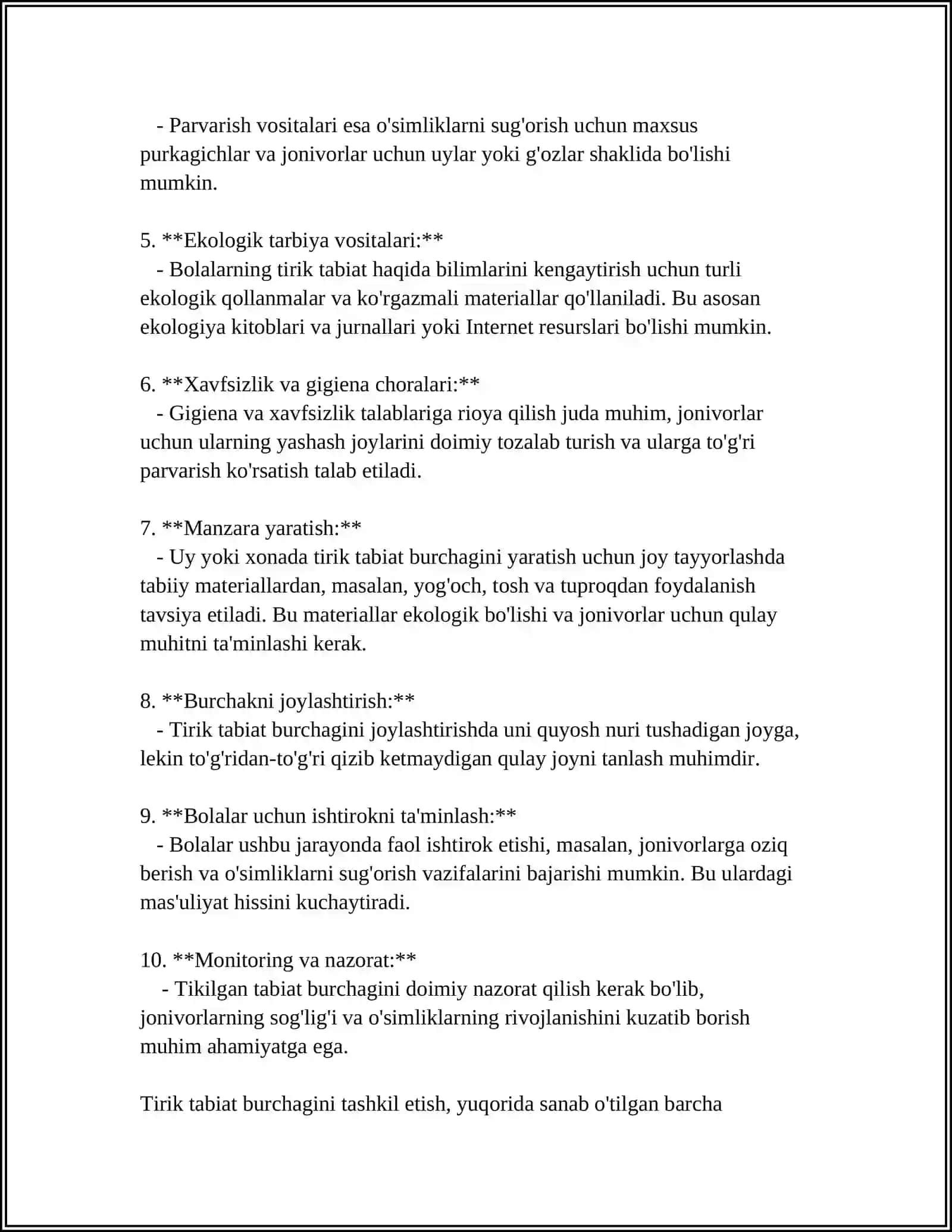 MAKTABDA TIRIK TABIAT BURCHAGINI TASHKIL ETISH VA UNDA OLIB BORILADIGAN OʻQUV ISHLARI 4