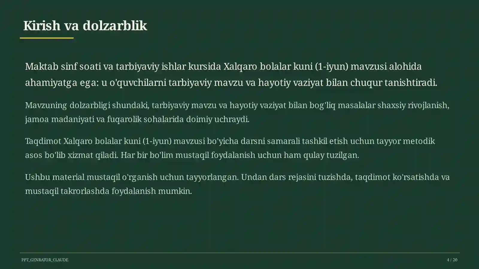 Sinf soati va tarbiyaviy tadbirlar 4