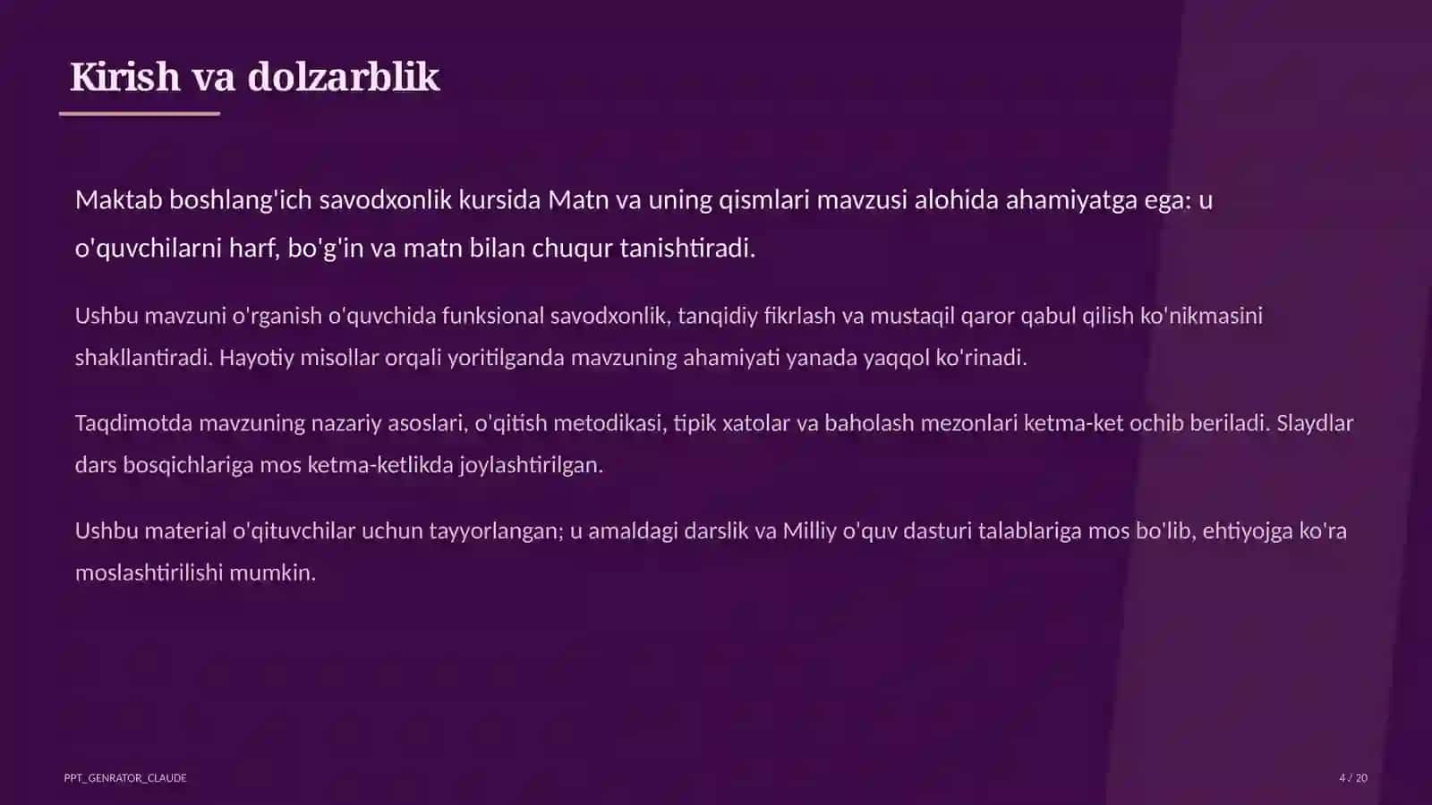 Matn va uning qismlari (3-sinf) 4
