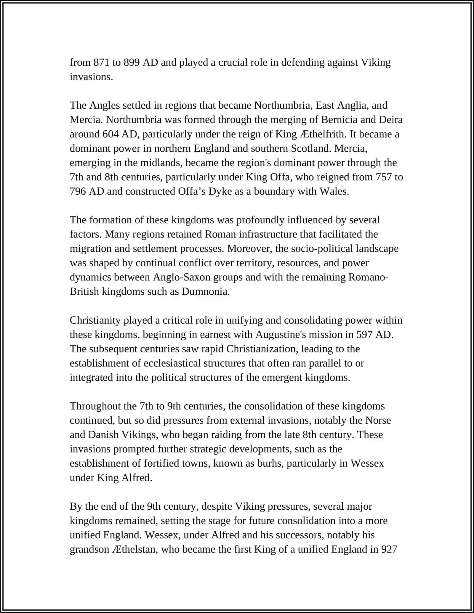 MUSTAQIL ISH: REASERCH AND SUMMARIZE THE MAJOR ANGLO- SAXON'S KINGDOMS AND THEIR HISTORICAL SIGNAFICANSE 4