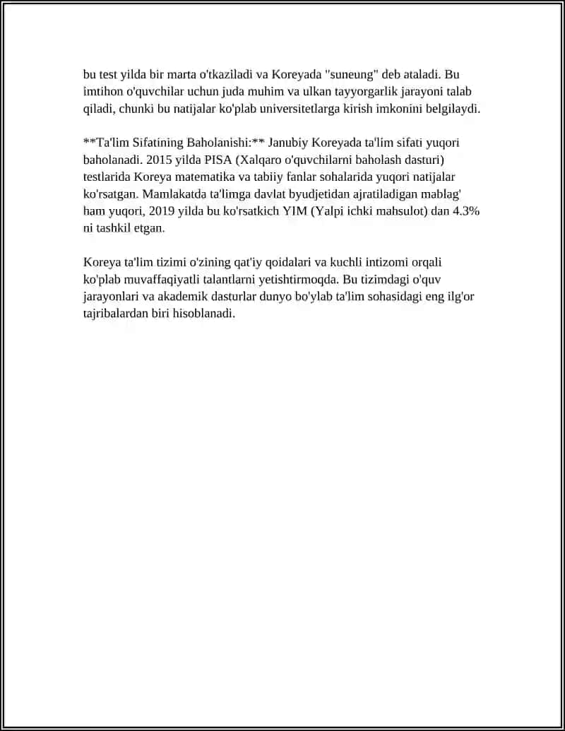 KOREYA TAʼLIM TIZIMI BOʻYICHA SLAYD 4