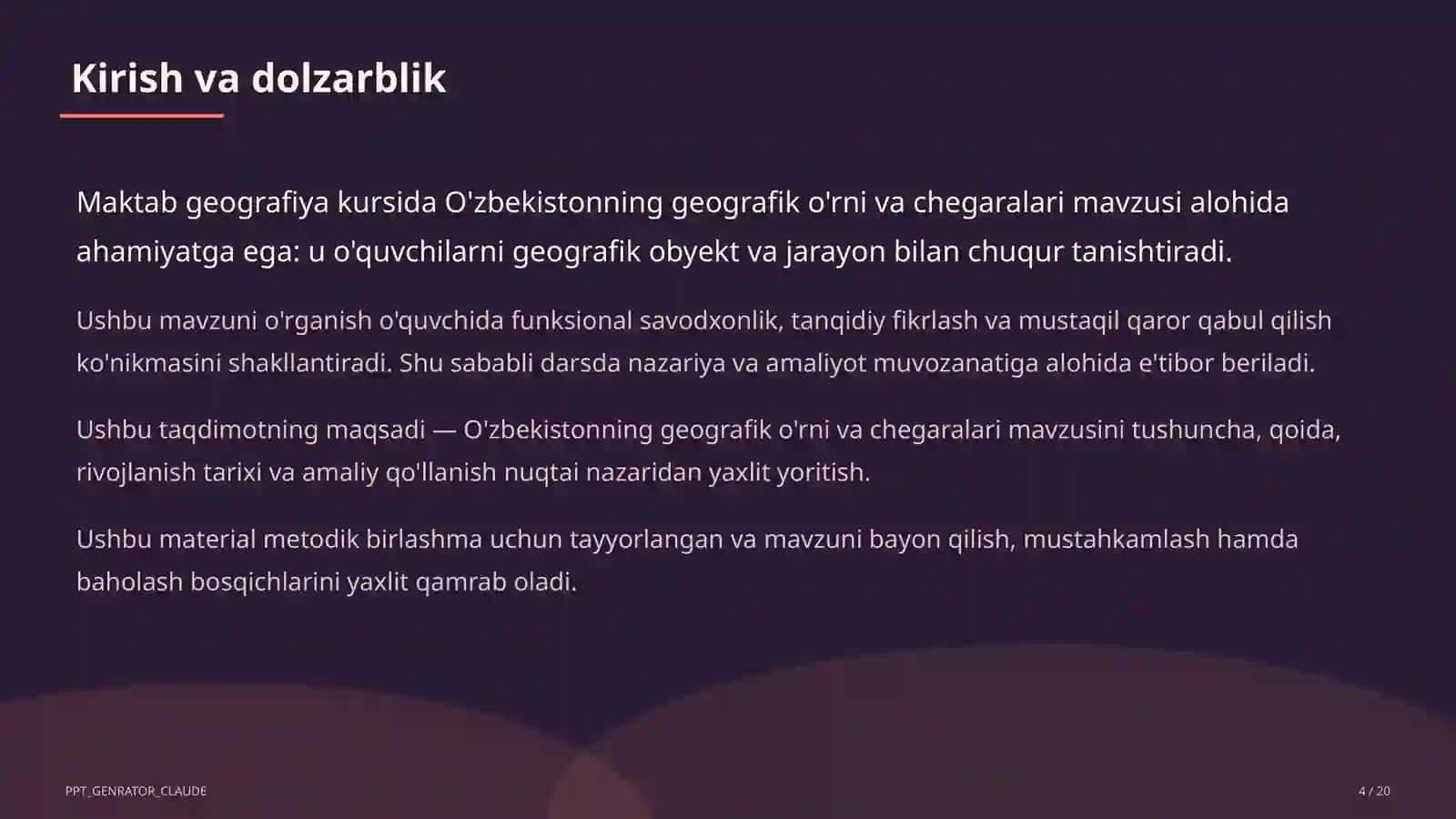 O'zbekistonning geografik o'rni va chegaralari (8-sinf) 4