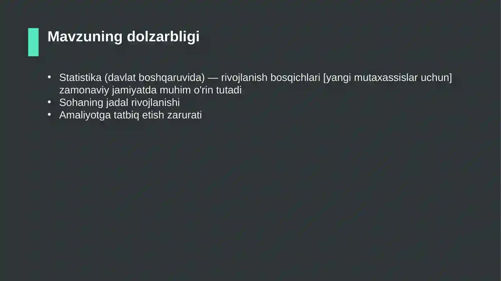 Statistika (davlat boshqaruvida) — rivojlanish bosqichlari [yangi mutaxassislar uchun] 4