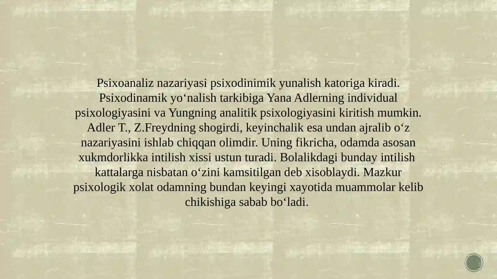 Adler talqinidagi guruhi y'konsultatsiya 4