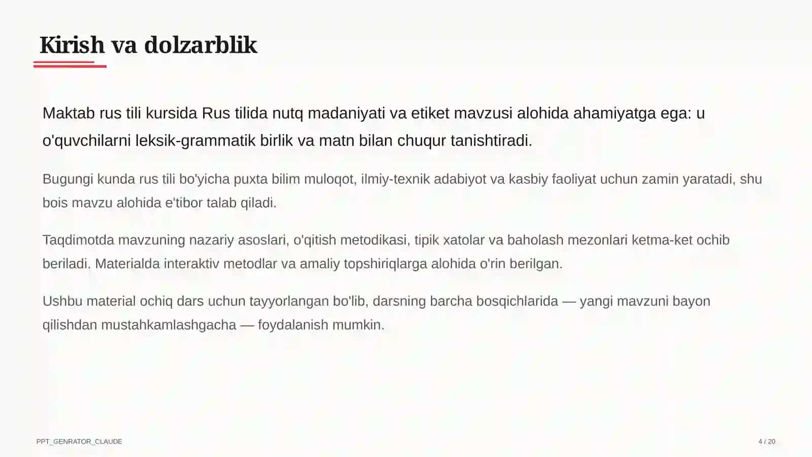 Rus tilida nutq madaniyati va etiket (11-sinf) 4