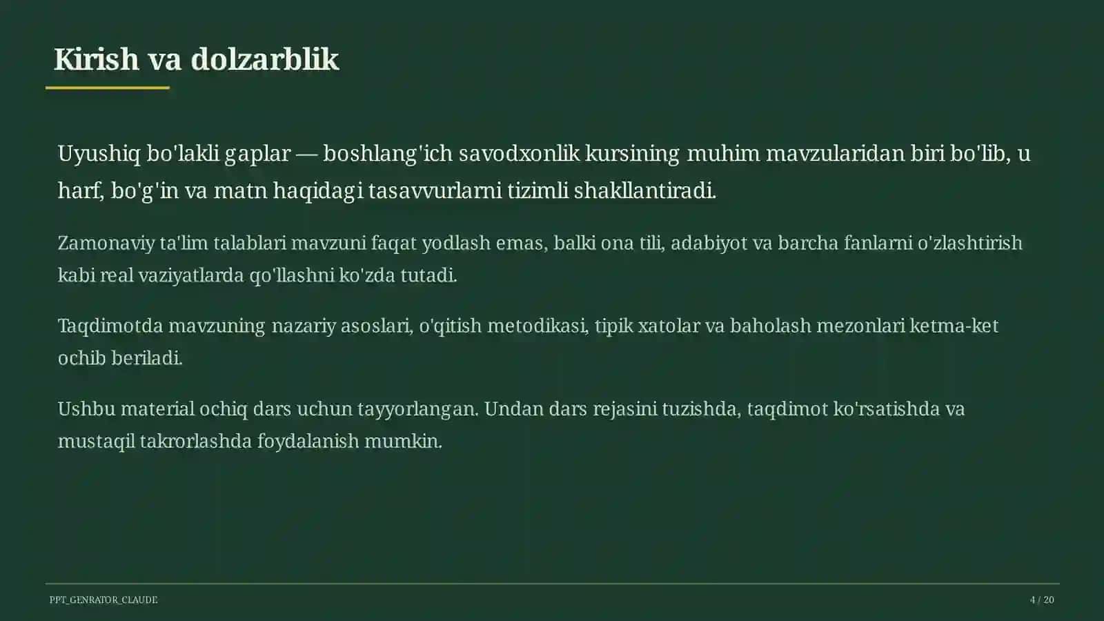 Uyushiq bo'lakli gaplar (4-sinf) 4